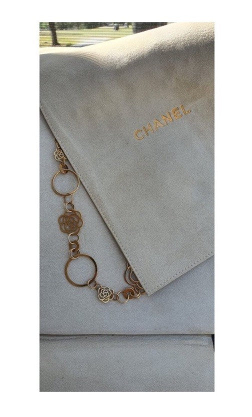 Chanel Camellia 18k Yellow Gold Flower Necklace Total Gold Weight 45.3G