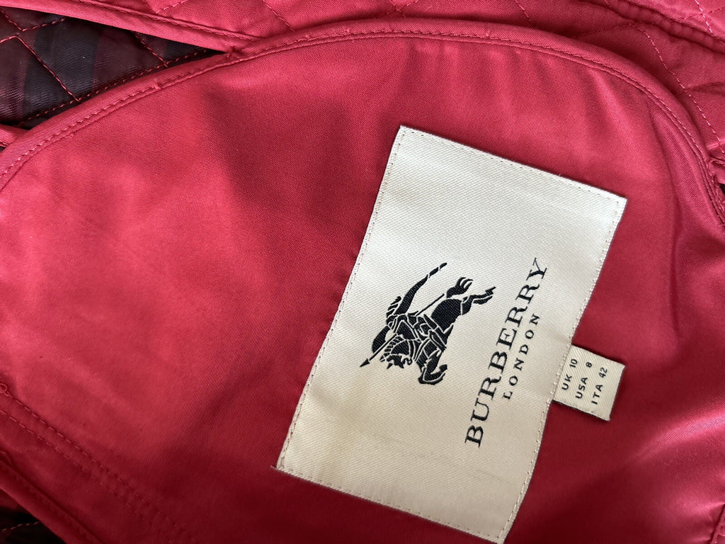 Women Burberry Checks Red Jacket Size 8 Zipper