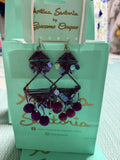 Antica Sartoria Pom Pom Hoop Triangle Earrings Beautiful Purple Nwt 💜