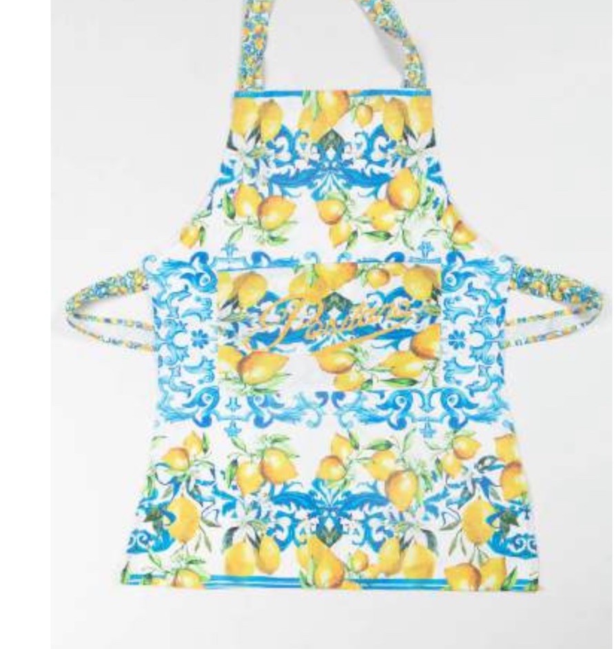 Antica Sartoria 2025 Lemon 🍋 Blue Design Apron Pot Holder Mitten Great Gift Nwt
