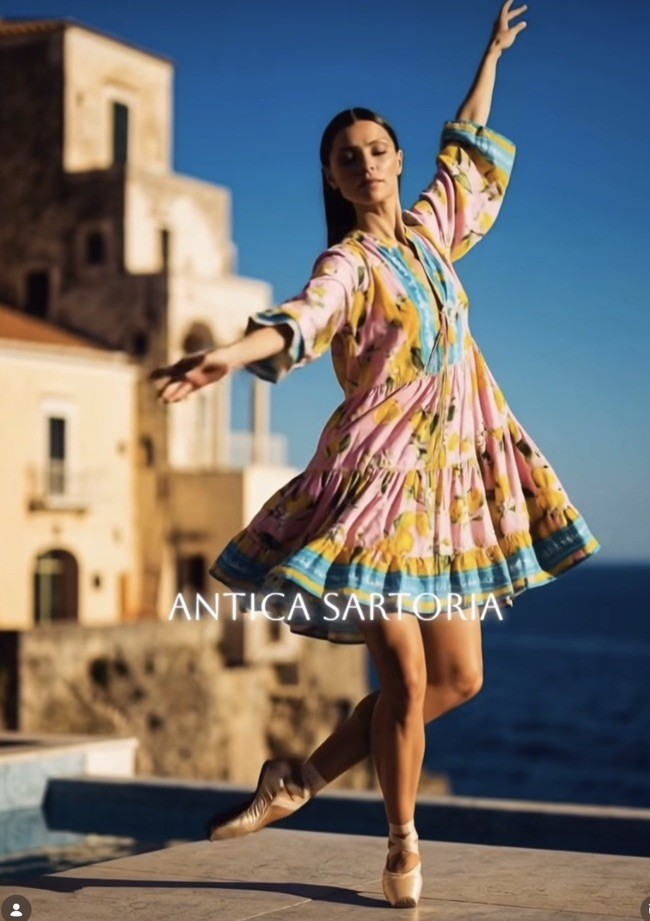 Antica Sartoria 2026 Pink Blue Lemon 🍋 Tie Front Dress NWT O/S