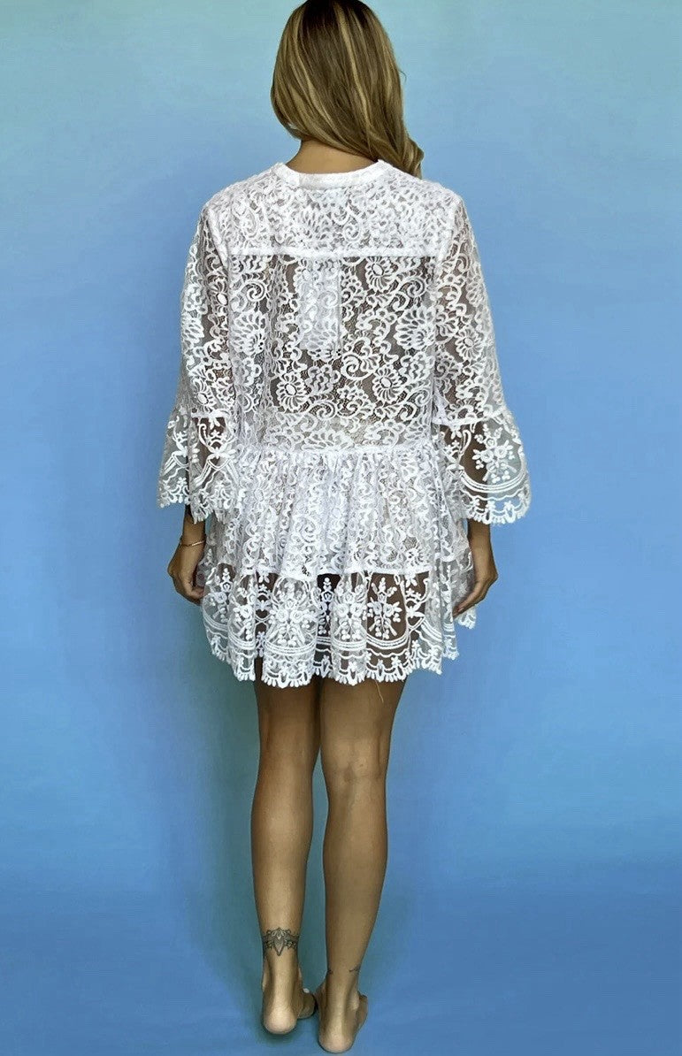 ANTICA SARTORIA 2024 WHITE LOVELY 4 BUTTON DRESS NWT ONE SIZE