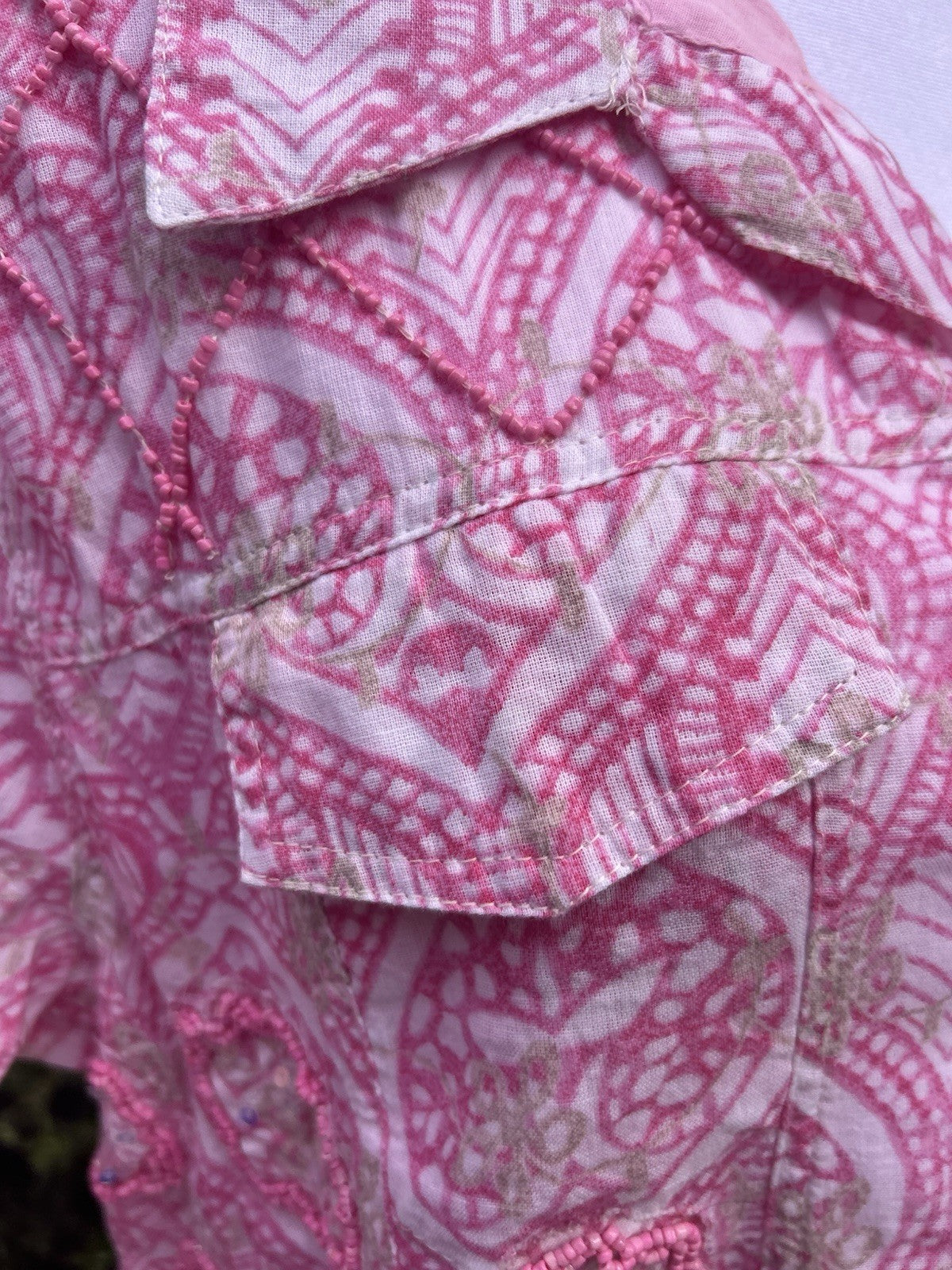 Antica Sartoria 2025 Pink White Print Antica Beaded Jacket Medium NWT