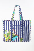ANTICA SARTORIA 2025 BLUE & WHITE STRIPE  ZIPPERED BEACH TOTE/PURSE NWT 16 X 16