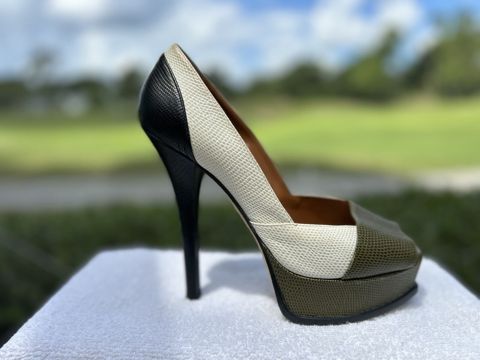 FENDI GORGEOUS MULTI COLOR HIGH HEELS STILLETO WEDGE SIZE 39 GORGEOUS RARE