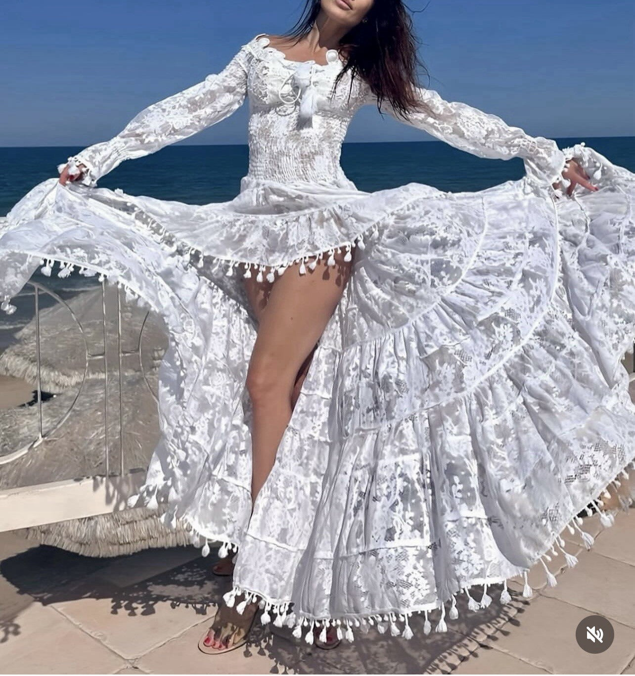 Antica Sartoria 2024 White Off Shoulder Long Back Short Front Dress Gorgeous Nwt