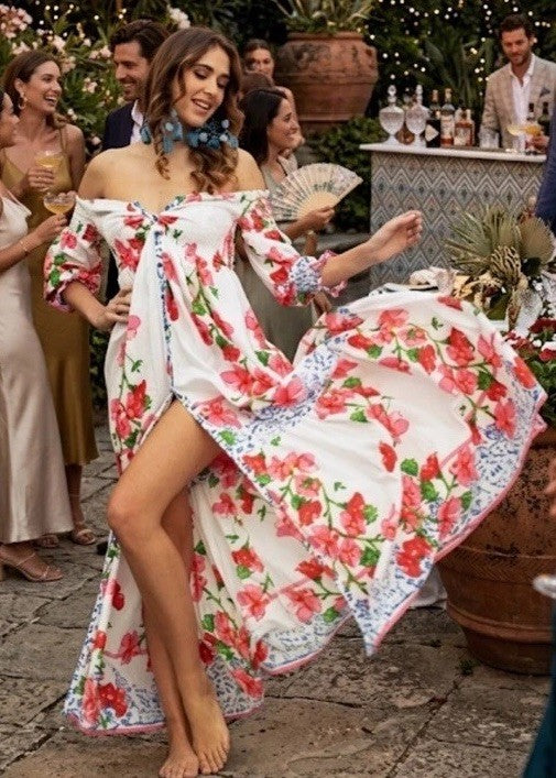 ANTICA SARTORIA 2026 OFF SHOULDER ROSES FLOWERS LONG DRESS NEW PATTERN O/S