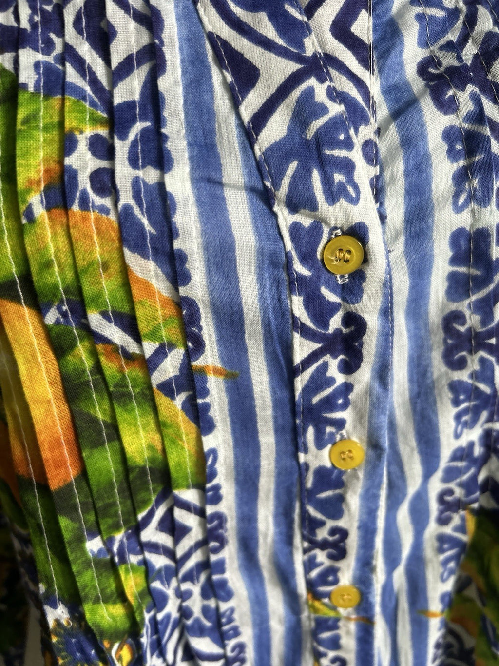 Antica Sartoria Blue & Lemon Button Down Shirt Xl NWT