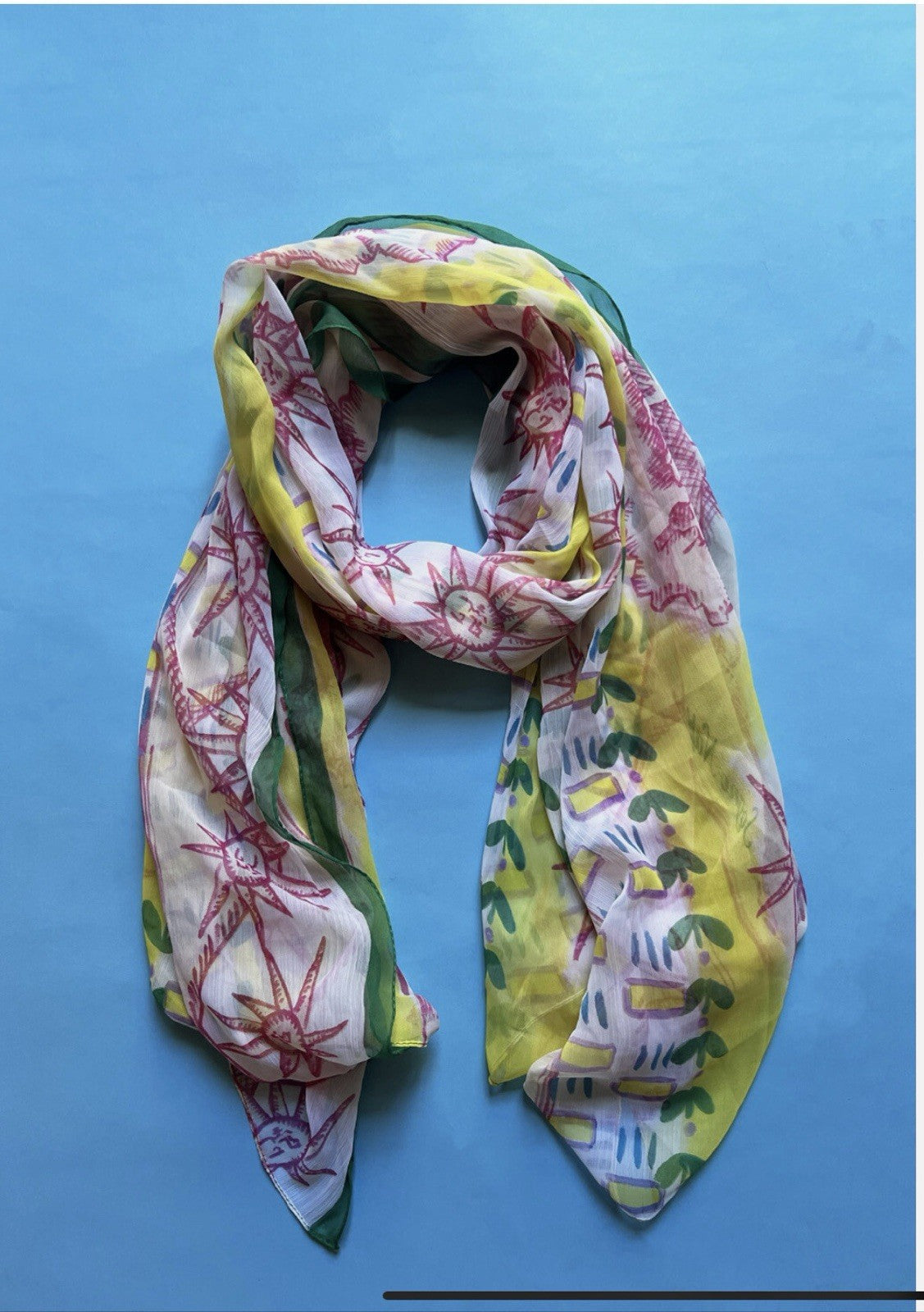 ANTICA SARTORIA 2024 LEMONS & THE SUN SCARF POLY CHIFON 40x70 NWT