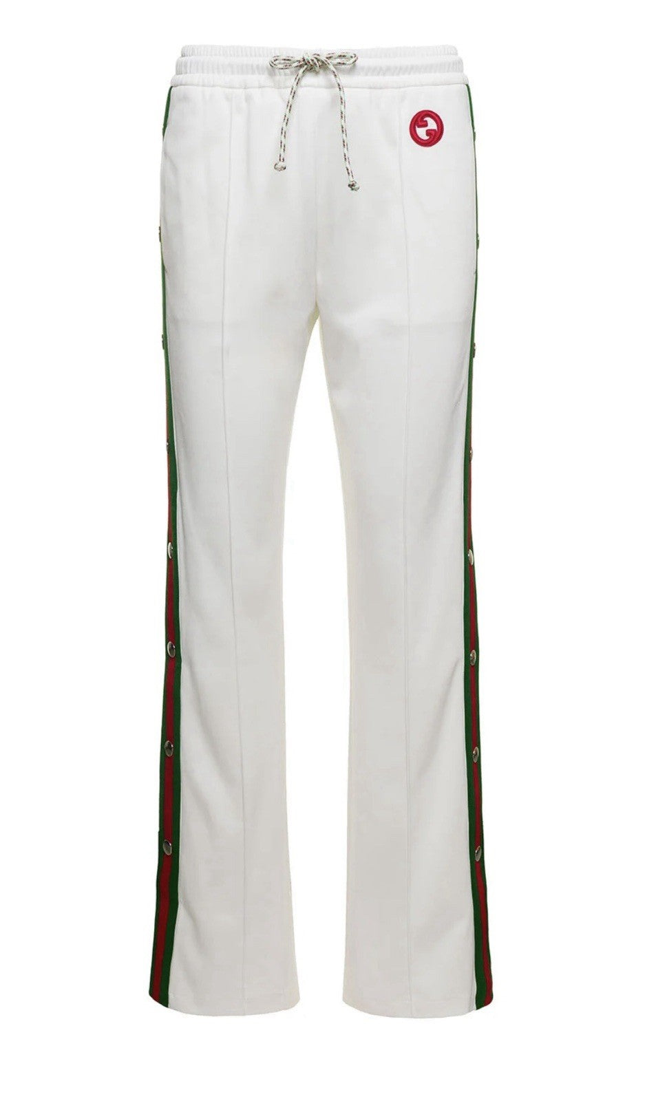 Gucci Web Striped Jersey Wide-Leg Pants White Interlocking GG NWT M