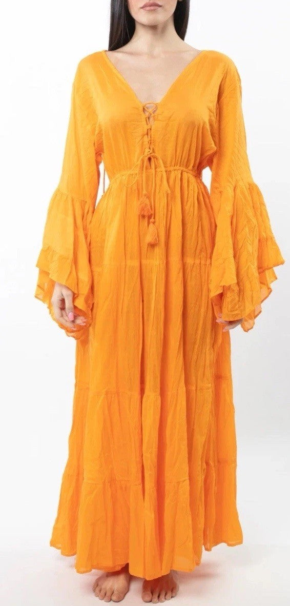 Antica Sartoria 2025 Long Orange Flare Dress NWT O/S