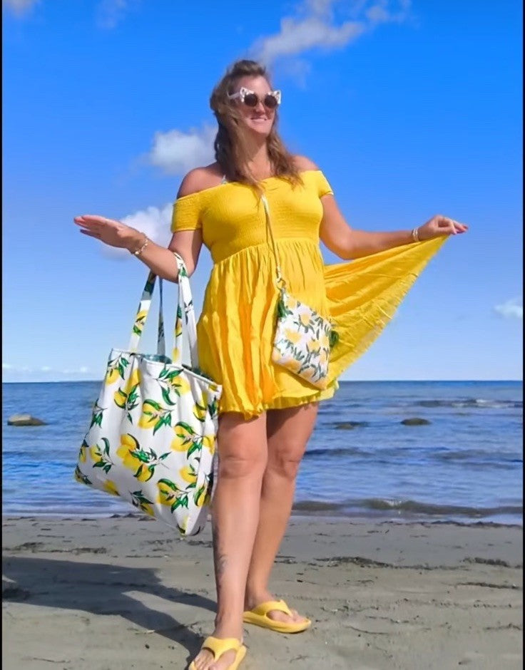 Antica Sartoria 2025 Smocked Sunny Yellow Off Shoulder Dress Nwt