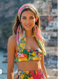 Antica Sartoria 2026 Positano Pink Colorful Poly Chiffon Sarong Scarf  NWT