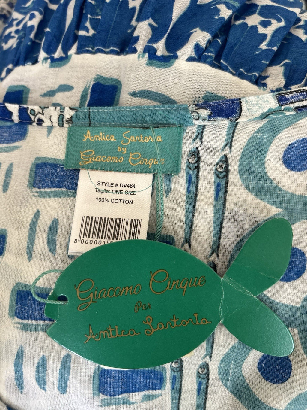 ANTICA SARTORIA 2024 BLUE & WHITE TRULLI HOUSES SHORT DRESS NWT O/S