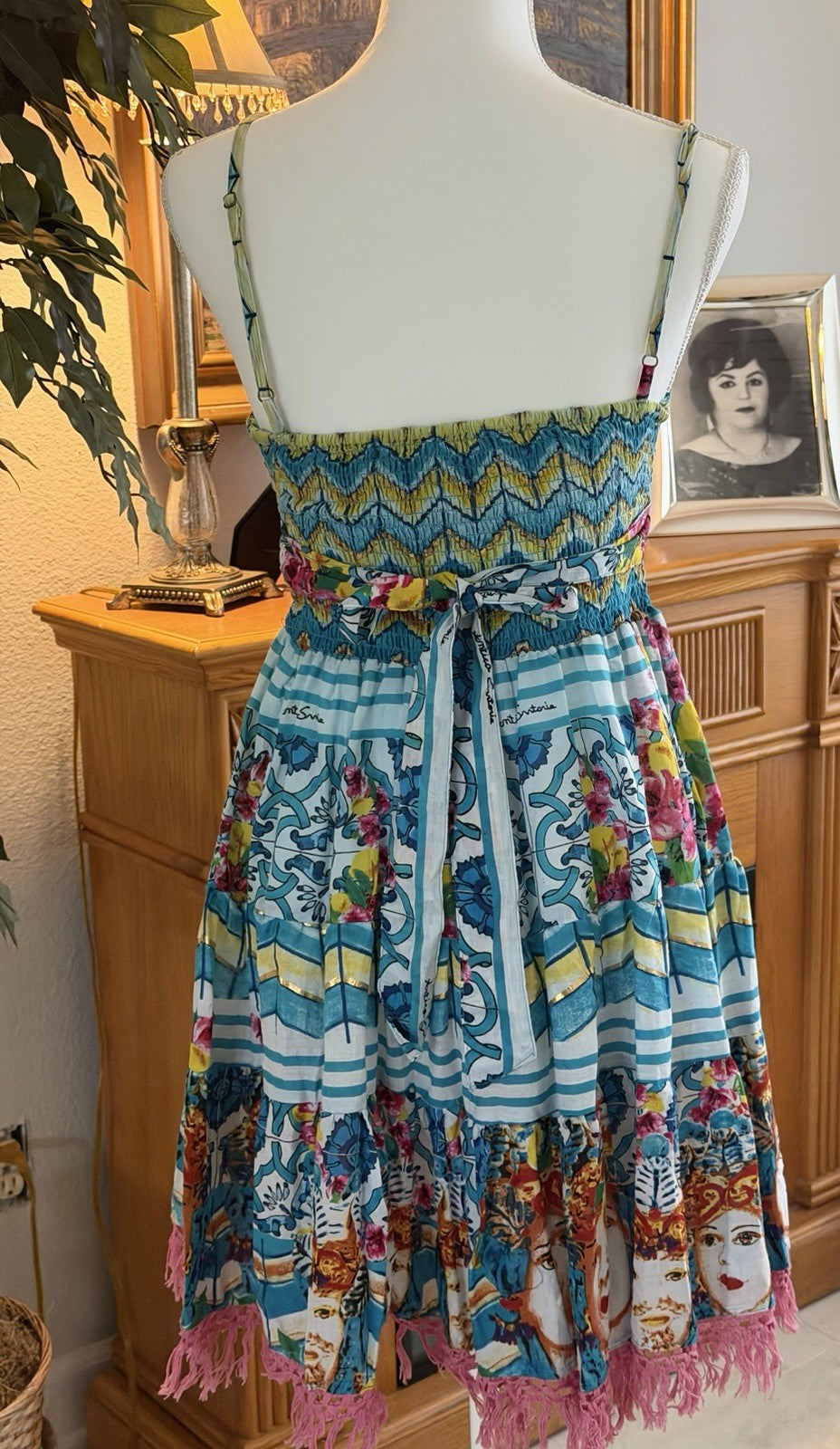 Antica Sartoria Scillian Ladies Green Blue Dress Nwt O/S