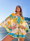 Antica Sartoria 2026 White Blue Yellow Lemon 🍋 Off Shoulder Romper Nwt O/S
