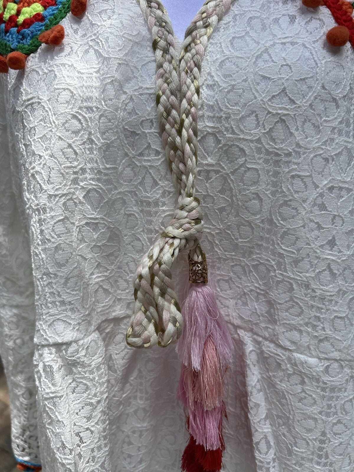 Made In Italy Like Antica Sartoria Beautiful Embroidered White Lace Like Dress L