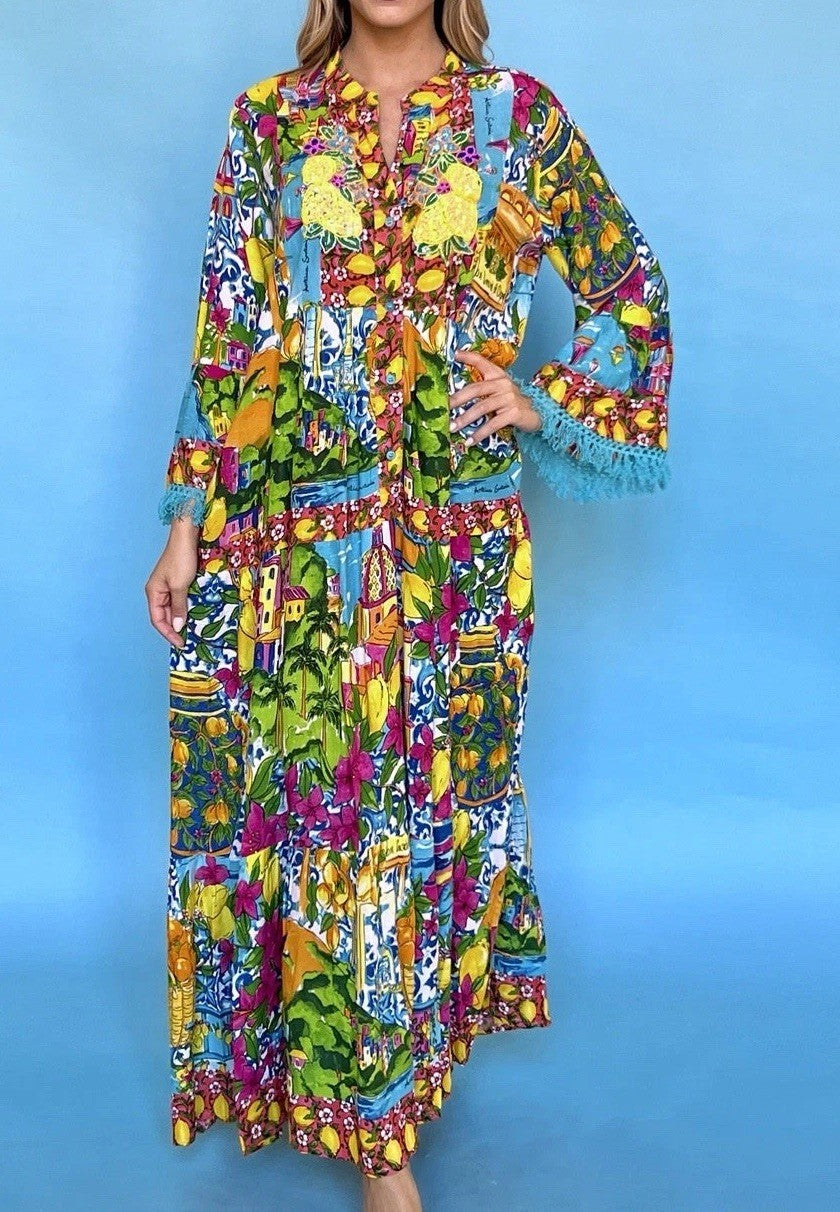 ANTICA SARTORIA CITY BY THE SEA BEAUTIFUL LONG DRESS L/XL LAST ONE