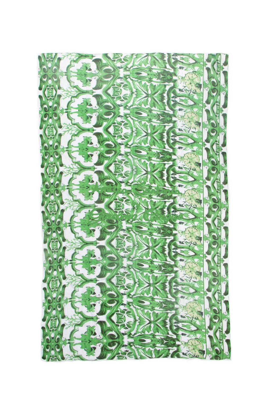 antica sartoria 2025 Green White Scarf Cotton 40 X 70 NWT