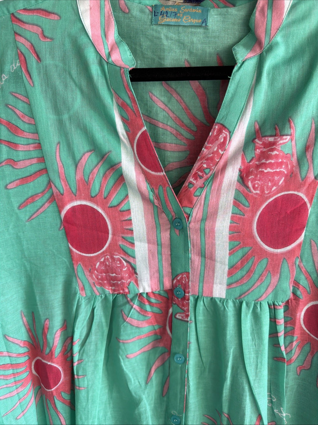 Antica Sartoria 2026 Fuxia Aqua Sunburst Tie Front Long Dress Sample