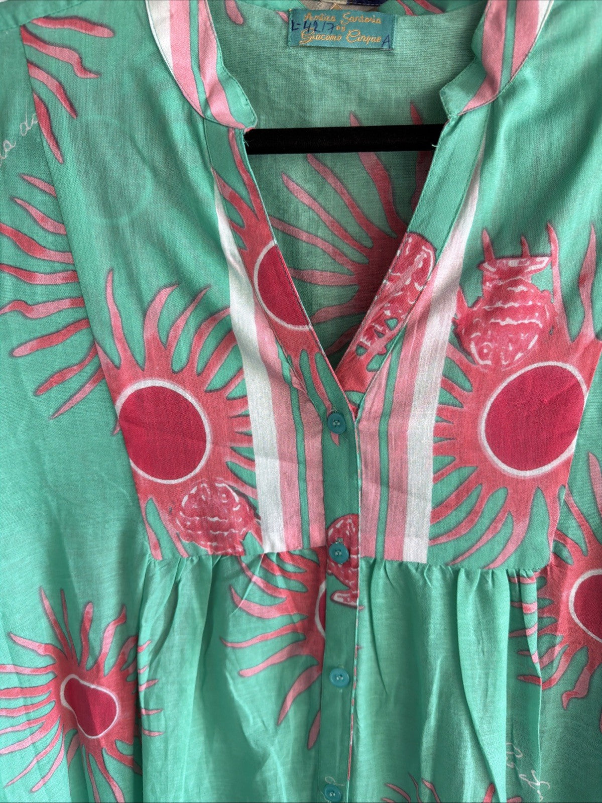 Antica Sartoria 2026 Fuxia Aqua Sunburst Tie Front Long Dress Sample