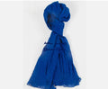 ANTICA SARTORIA 2025 BLUE COTTON SCARF  40x70