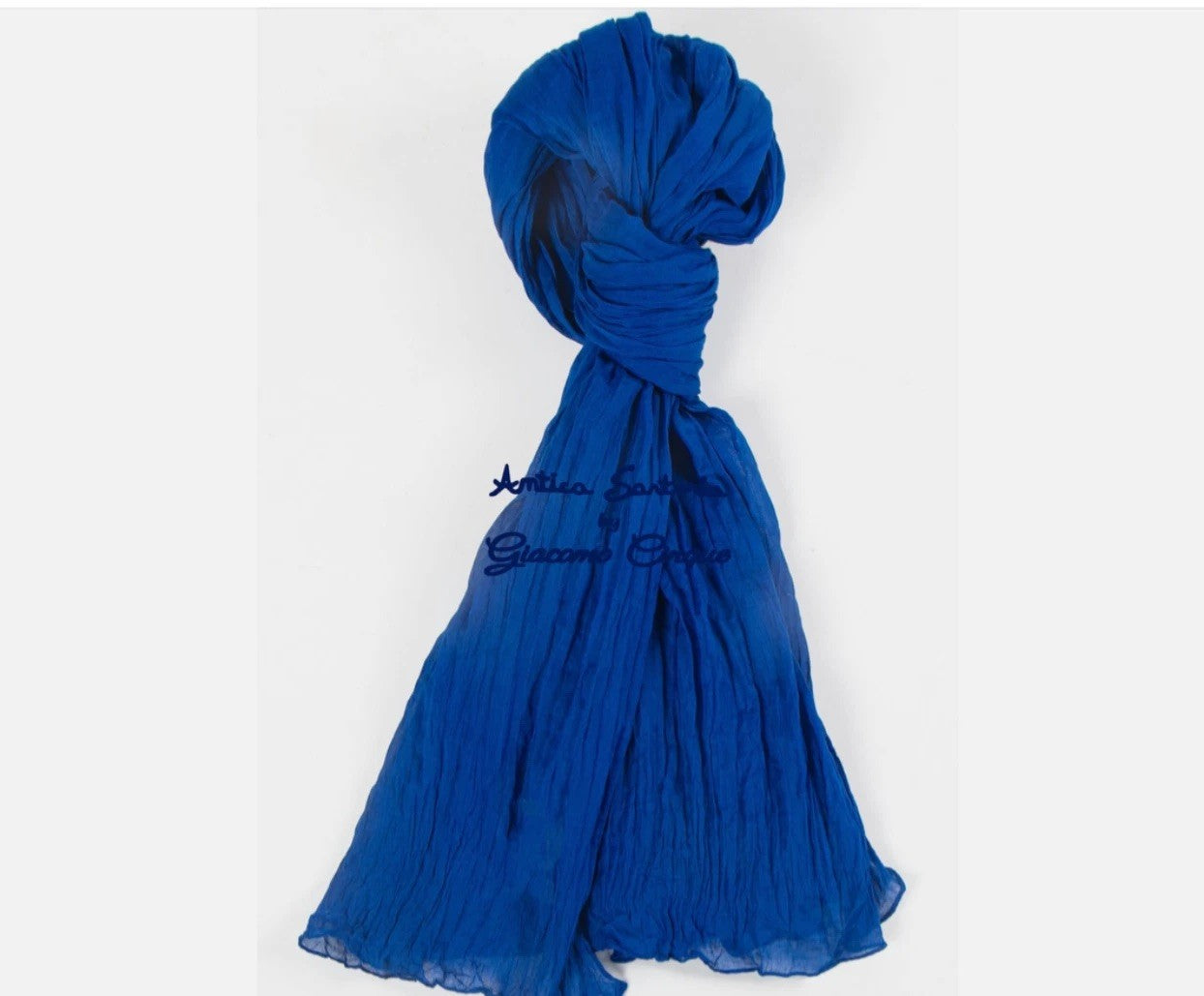 ANTICA SARTORIA 2025 BLUE COTTON SCARF  40x70