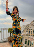 Antica Sartoria 2026 Black 🍊 Orange  Flower Kaftan L/XL NWT
