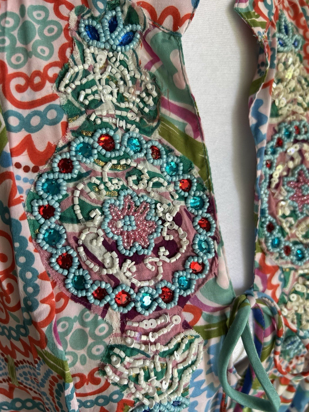 ANTICA SARTORIA 2024 AQUA COLORFUL FLOWER LONG MUMU/KAFTAN/DRESS NWT OS