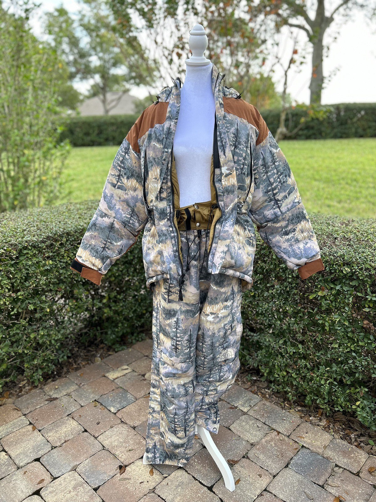 Auth Gucci The North Face Parka Puffer Forest Print Jacket Down Coat XS Unisex
