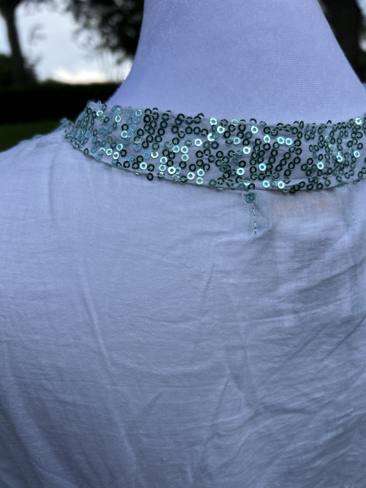 ANTICA SARTORIA 2024 WHITE AQUA GOLD TIE FRONT GORGEOUS SEQUINS OS DRESS LAST 1