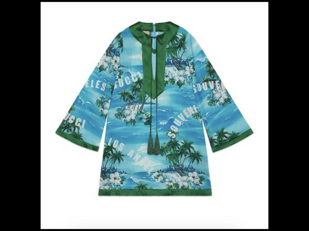 GUCCI LOVE PARADE souvenir from Los Angeles ocean print A LINE DRESS Size 42