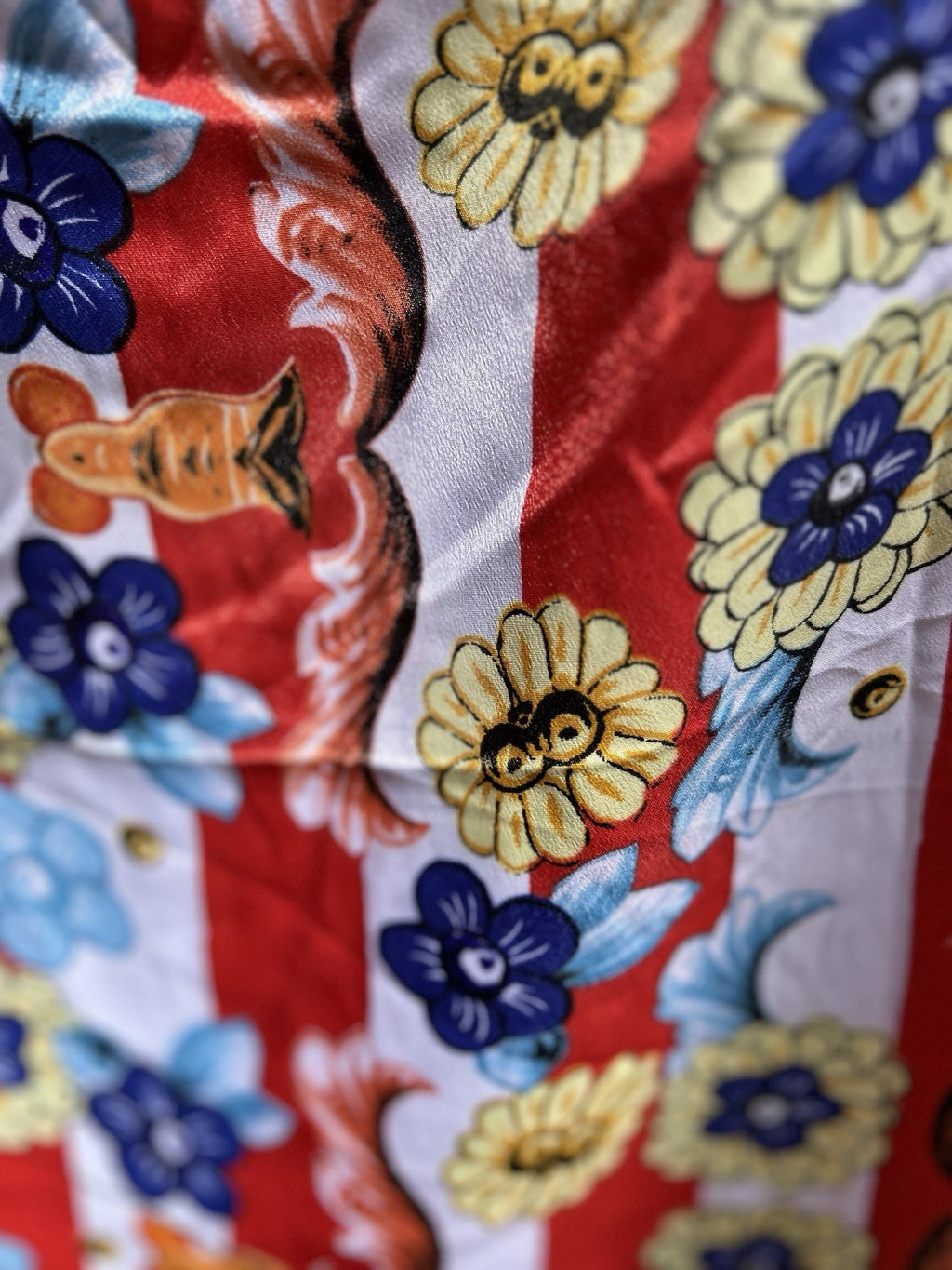 Antica Sartoria Red White & Blue Stripe & Flower Kimono Mumu NWT O/S