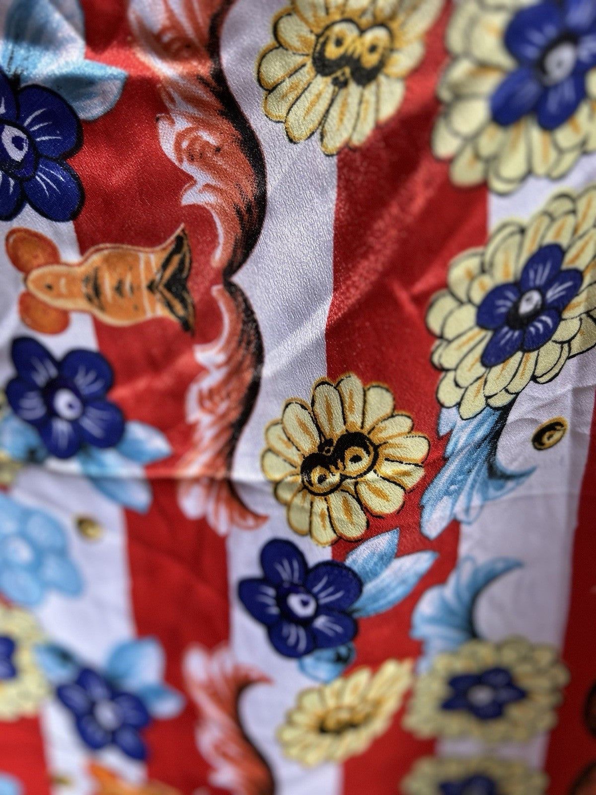 Antica Sartoria Red White & Blue Stripe & Flower Kimono Mumu NWT O/S