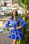Antica Sartoria 2026 Blue & White Tulip Print Dress L/XL NWT