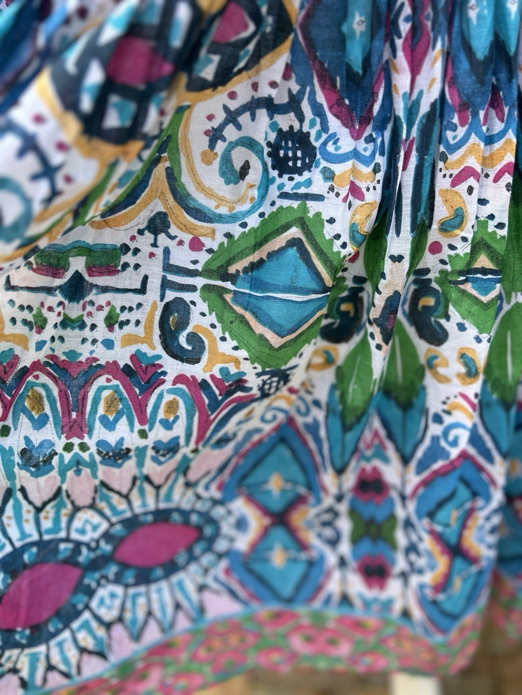 Antica Sartoria Button Down Blue Green Pink Collar Dress NWT L/XL Colorful