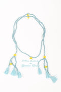 antica sartoria Beaded Belt Necklace Bag Chain NWT O/S Blue W/ Lemon 🍋