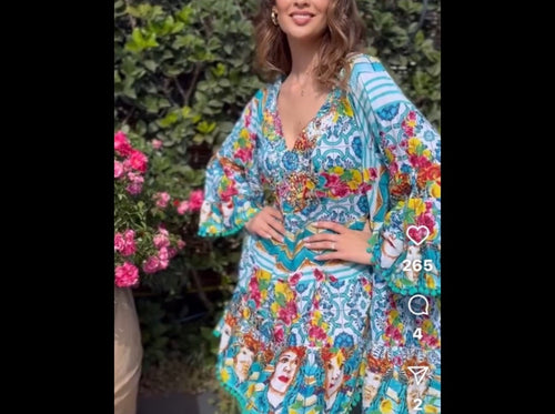 Antica Sartoria 2024 Ladies & Flowers V Neck Beaded Dress NWT O/S