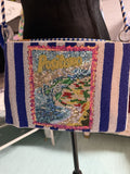 ANTICA SARTORIA 2026 POSITANO BLUE & WHITE STRIPES  SEQUINS PURSE NWT