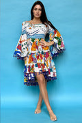 Antica Sartoria Scenes Of Napoli Off Shoulder Dress NWT O/S Gorgeous