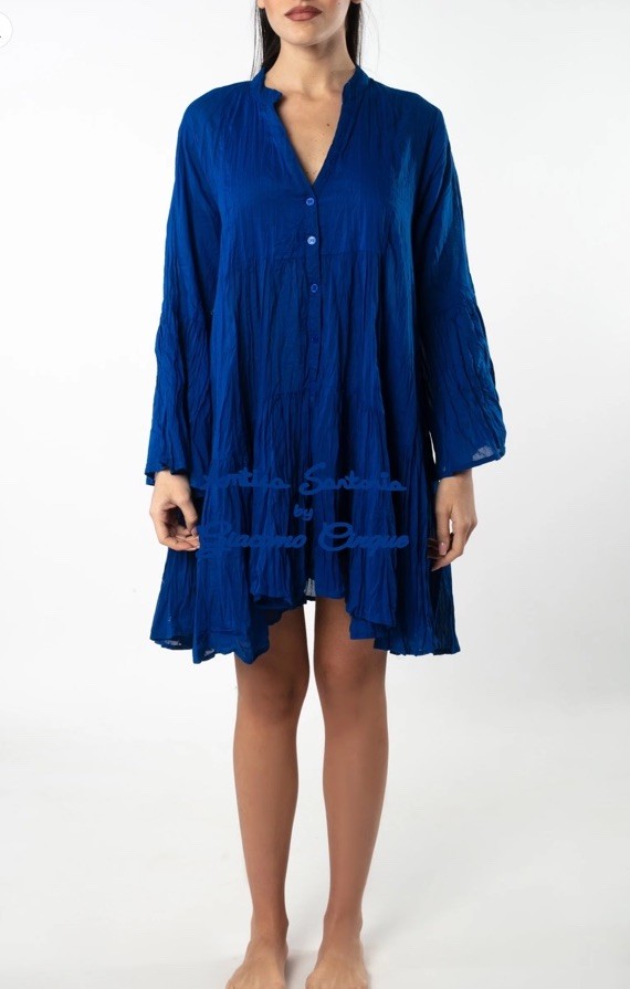 ANTICA SARTORIA 2025 SHORT Blue HOT V NECK DRESS 2025 NWT O/S