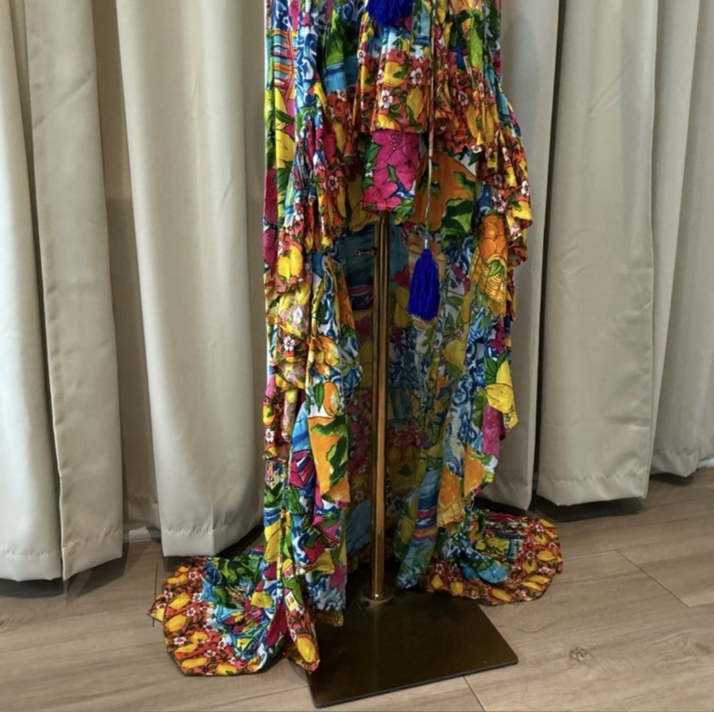 ANTICA SARTORIA 2024 CITY BY THE SEA SORRENTO LONG Back Short Front DRESS NWT OS