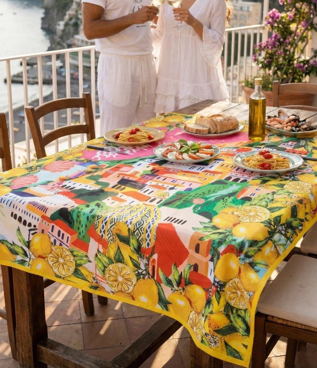 Antica Sartoria 2026 Capri By The Sea Pink Tablecloth 70 X 72 Nwt
