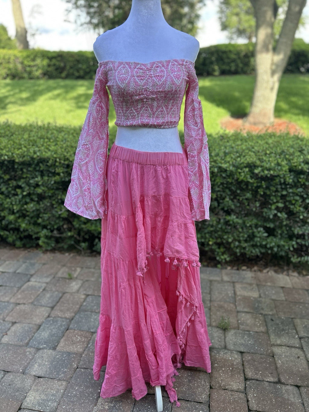 Antica Sartoria Long Back Short Front Pink Skirt & Top NWT