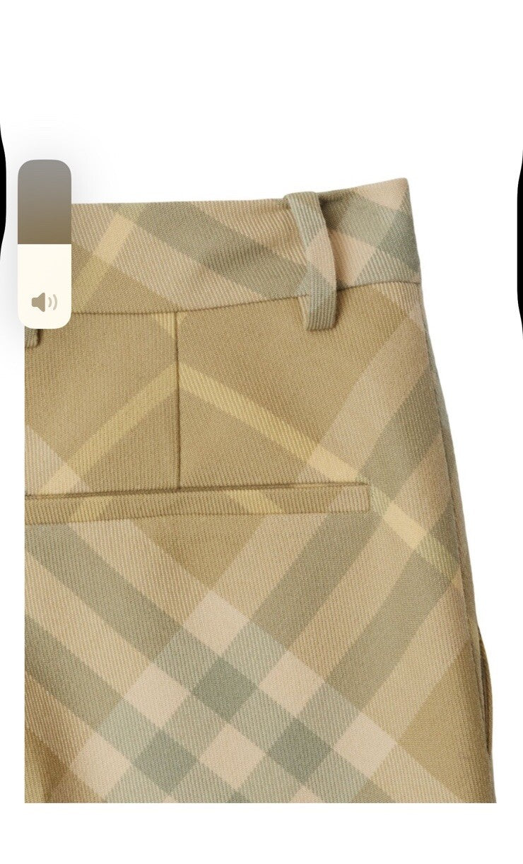 Burberry Check Print Wool Trousers Size 40 US 6