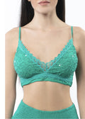 Antica Sartoria Beaded Smocked Back Bra-Lette Size 32-36D Nwt Gorgeous Green