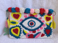 ANTICA SARTORIA 2025 EYE HEARTS CLUTCH BAG WHITE COLORFUL