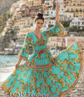 Antica Sartoria 2026 Aqua Orange 🍊 & Flowers Long Dress NWT  O/S