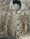 Antica Sartoria 2024 Ecru White Beaded Denim Jacket Medium NWT STUNING Last One