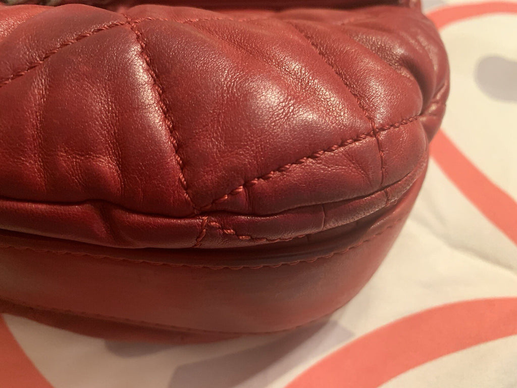 CHANEL ACCORDION FLAP BAG Burgundy In Quilted Leather